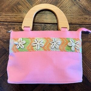 Vintage Women's Braciano Pink Bag with Seashell Decor